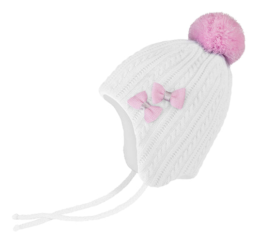 Conte/Esli Double knitted kids hat with insulation, cotton lining & pom-pom - For Girls (17С-93СП)