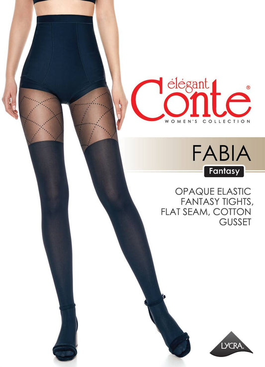 Conte Fabia 50 Den - Fantasy Women's Tights with imitate stockings & geometric pattern of dots (21S-177SP)
