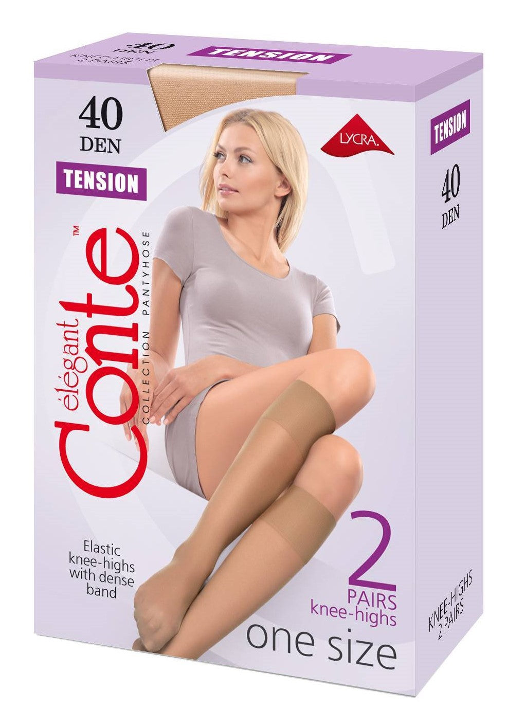 Conte Tension 40 Den - Tight Classic Knee-Highs for Women - 2 Pairs (Pack) (8С-2СП)