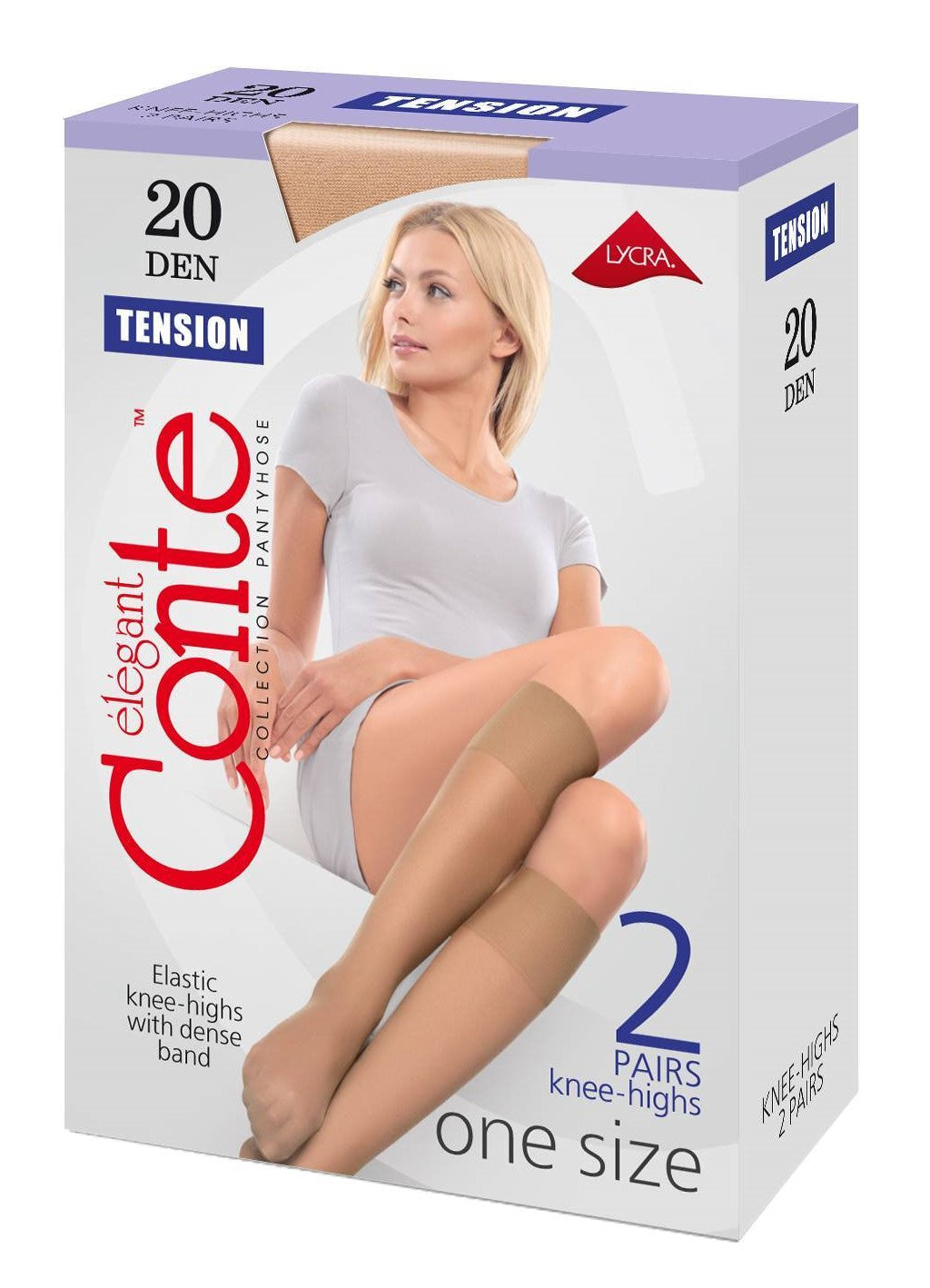Conte Tension 20 Den - Thin Classic Knee-Highs For Women - 2 Pairs (Pack) (8С-3СП)