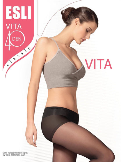 Conte/Esli Vita 40 Den - Classic Low Waist Women's Tights with Reinforced Shorts (16S-39SPE)