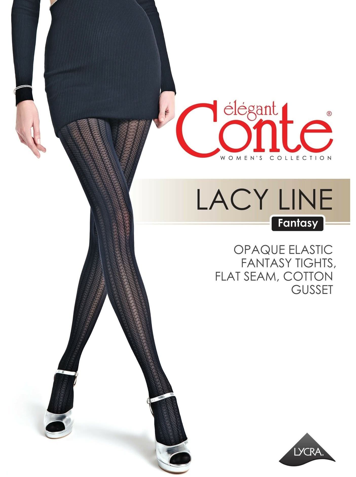 Conte Lacy Line 30 Den - Fantasy Women's Tights with openwork pattern and vertical stripes (22S-134SP)