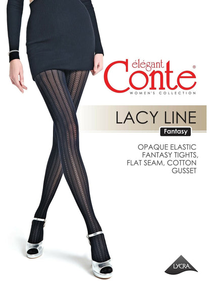 Conte Lacy Line 30 Den - Fantasy Women's Tights with openwork pattern and vertical stripes (22S-134SP)