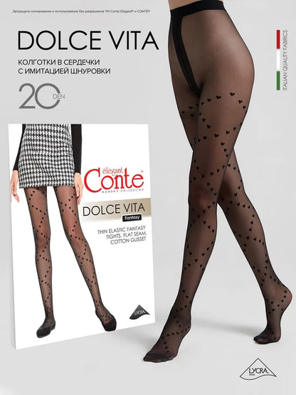 Conte Dolce Vita 20 Den - Fantasy Women's Tights with "hearts" pattern (21S-99SP)
