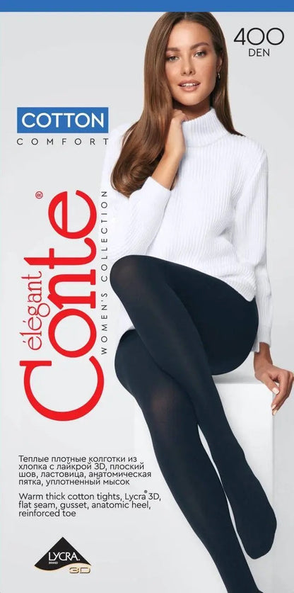 Conte Cotton 400 Den - 90% Cotton Warm Opaque Women's Tights (7С-25СП)