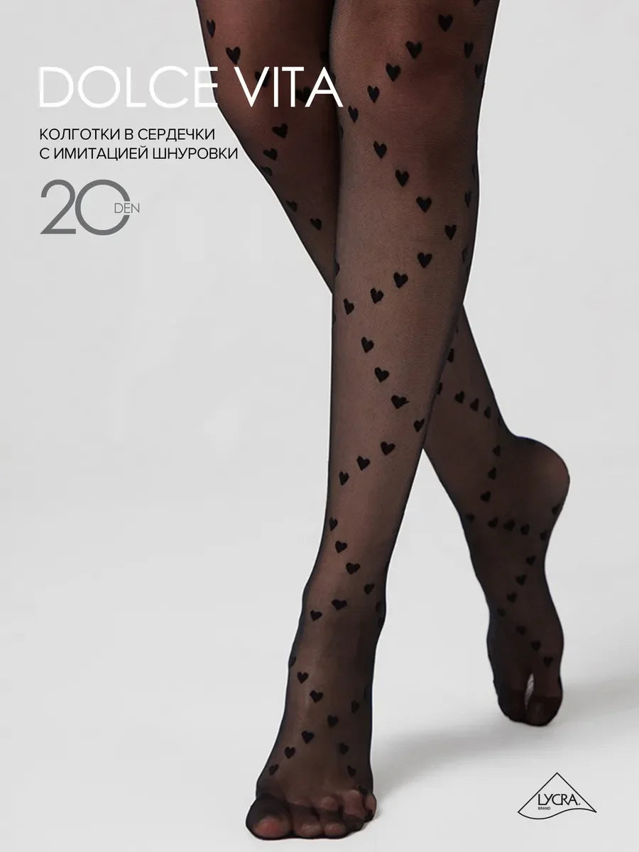 Conte Dolce Vita 20 Den - Fantasy Women's Tights with "hearts" pattern (21S-99SP)