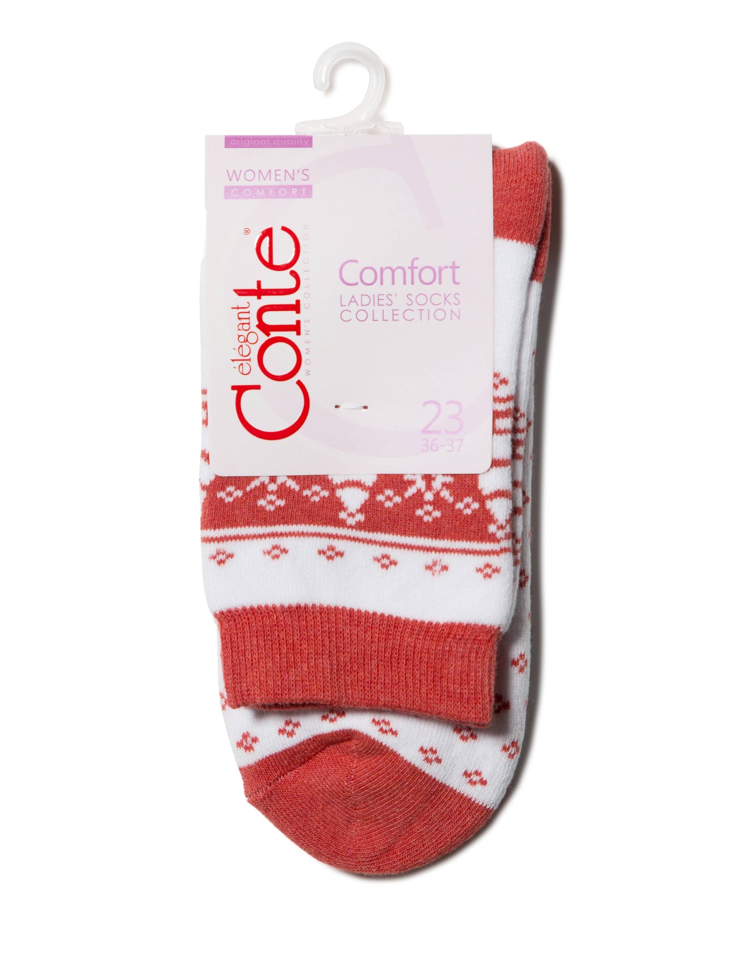 Conte Comfort #7S-47SP(080) - 1 pair Cotton Terry Women's Socks with Tree & Snowflake