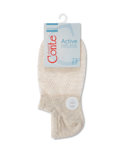 Conte Active #20S-106SP(251) - 1 pair Ultra-short Cotton Women's Socks with linen