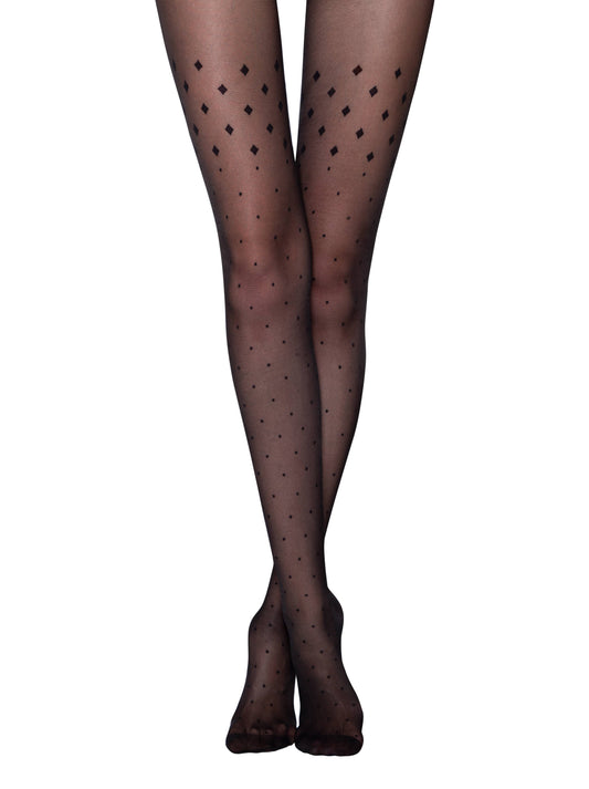 Conte Evening 20 Den - Fantasy Women's Tights with pattern "dots and triangles", imitating stockings (21S-93SP)