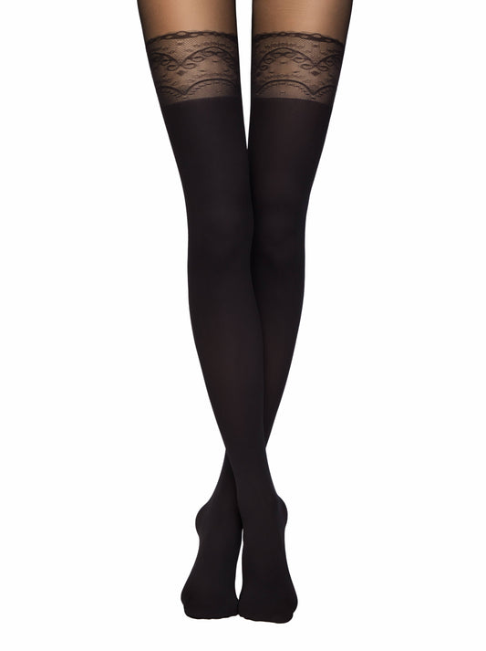 Conte Delight 50 Den - Fantasy Women's Tights with a pattern "imitation stockings with openwork slimming panties" (16S-129SP)