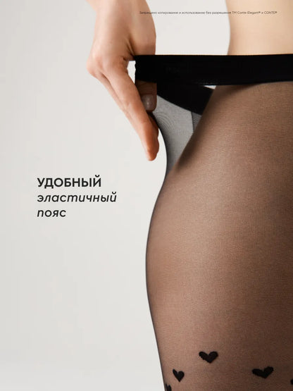 Conte Dolce Vita 20 Den - Fantasy Women's Tights with "hearts" pattern (21S-99SP)