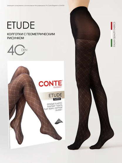 Conte Etude 40 Den - Fantasy Women's Tights with Geometric Pattern (24S-82SP)