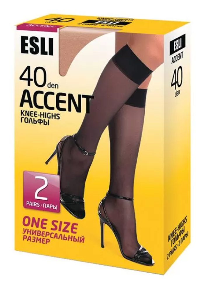 Conte/Esli Accent 40 Den - Tight Knee-Highs For Women - 2 Pairs (Pack) (8С-2СПЕ)