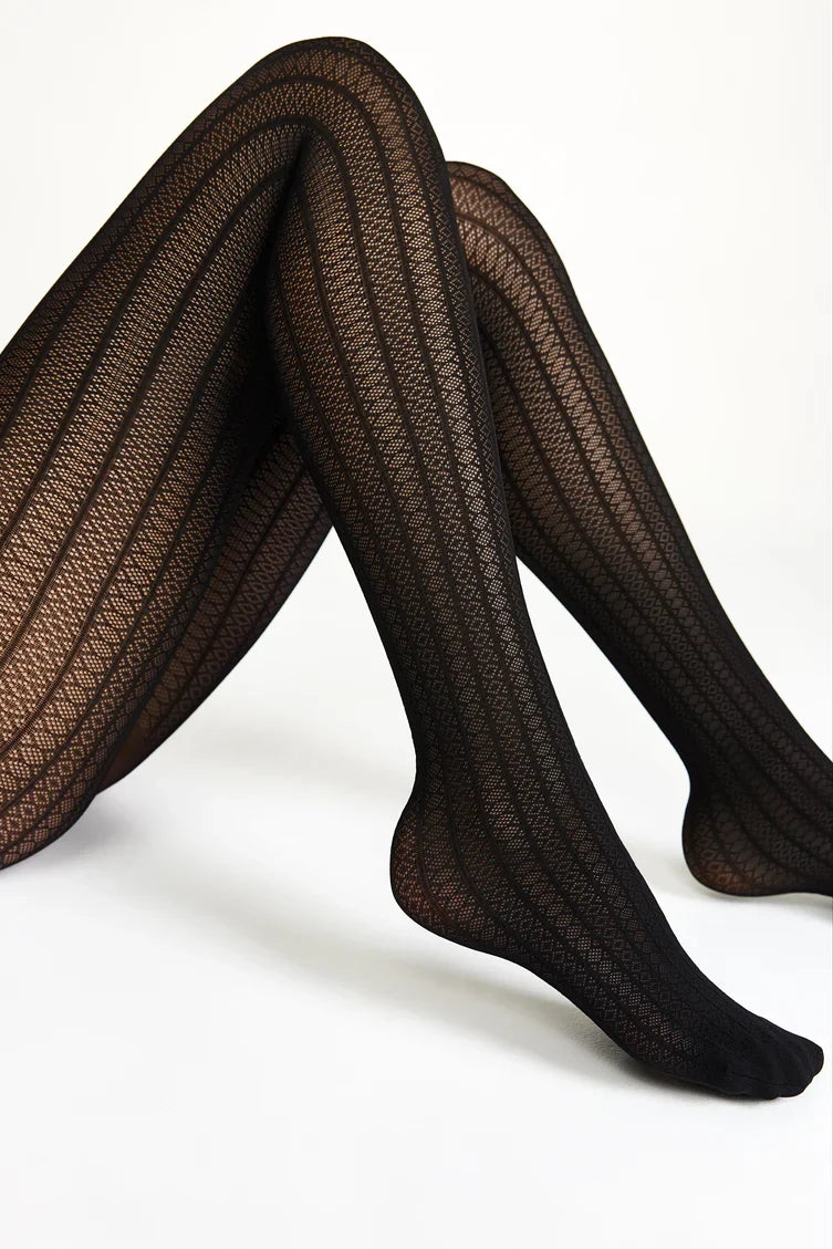 Conte Lacy Line 30 Den - Fantasy Women's Tights with openwork pattern and vertical stripes (22S-134SP)