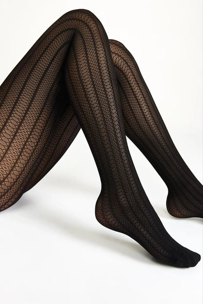 Conte Lacy Line 30 Den - Fantasy Women's Tights with openwork pattern and vertical stripes (22S-134SP)