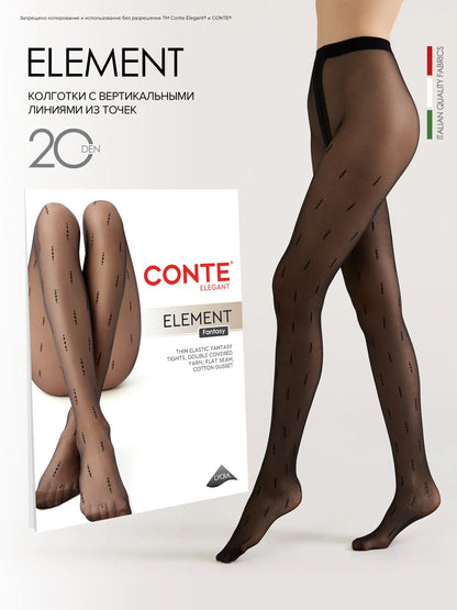 Conte Element 20 Den - Fantasy Women's Tights with Vertical Dotted Line Pattern (24S-84SP)