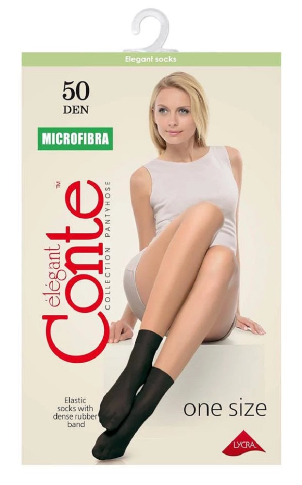 Conte Microfibra 50 Den - 1 pair Classic Elegant Elastic Women's Socks - One Size #8S-10SP