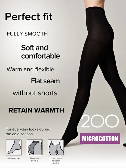 Conte Microcotton 200 Den - 68% Cotton Warm Opaque Women's Tights (18С-70СП)