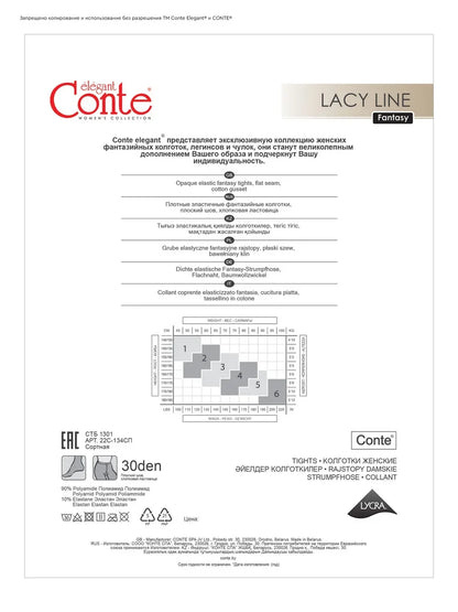 Conte Lacy Line 30 Den - Fantasy Women's Tights with openwork pattern and vertical stripes (22S-134SP)
