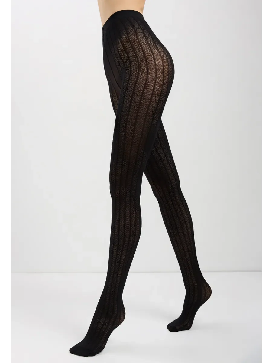 Conte Lacy Line 30 Den - Fantasy Women's Tights with openwork pattern and vertical stripes (22S-134SP)