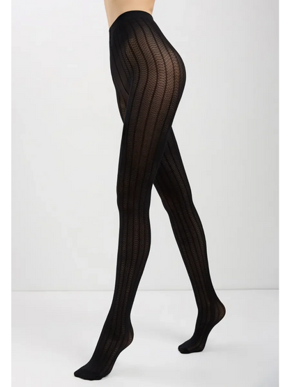 Conte Lacy Line 30 Den - Fantasy Women's Tights with openwork pattern and vertical stripes (22S-134SP)