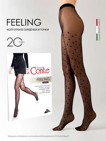 Conte Feeling 20 Den - Fantasy Women's Tights with hearts and dots (23S-68SP)