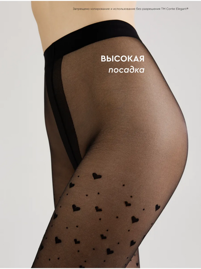 Conte Feeling 20 Den - Fantasy Women's Tights with hearts and dots (23S-68SP)