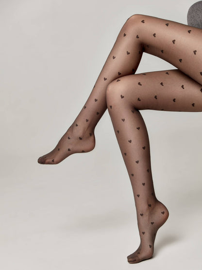 Conte Bonheur 20 Den - Fantasy Women's Tights with a "heart" pattern (19S-109SP)