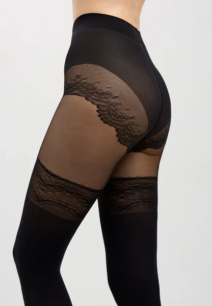 Conte (Poland) Delight 50 Den - Fantasy Women's Tights "imitation stockings with openwork slimming panties" (16S-129/1SP)