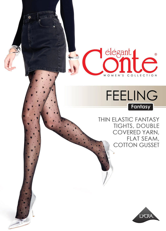 Conte Feeling 20 Den - Fantasy Women's Tights with hearts and dots (23S-68SP)