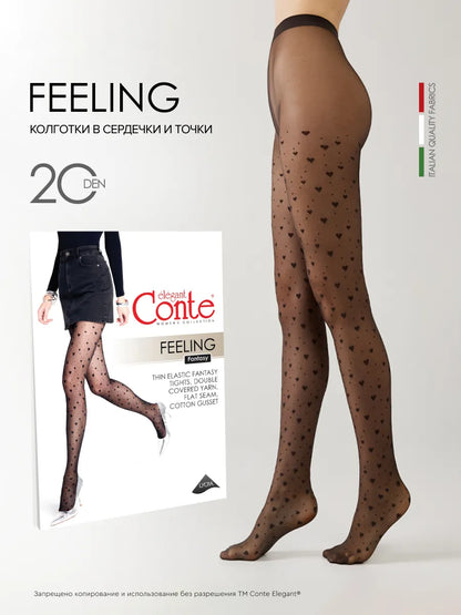 Conte Feeling 20 Den - Fantasy Women's Tights with hearts and dots (23S-68SP)