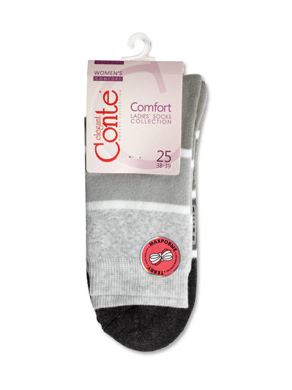 Conte Comfort #7S-47SP(212) - 1 pair Cotton Striped Terry Women's Socks