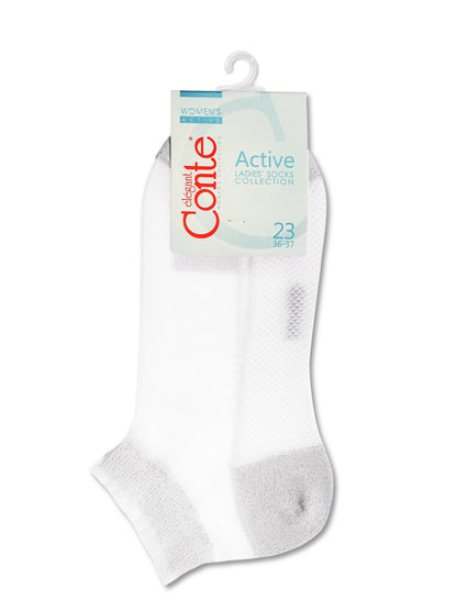 Conte Active #20S-27SP(229) - 1 pair Cotton Cropped Women's Socks (with Polyamide Sheer Mesh)