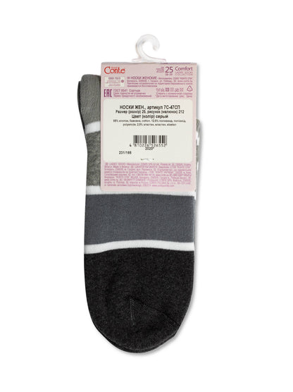 Conte Comfort #7S-47SP(212) - 1 pair Cotton Striped Terry Women's Socks