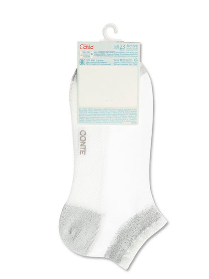 Conte Active #20S-27SP(229) - 1 pair Cotton Cropped Women's Socks (with Polyamide Sheer Mesh)