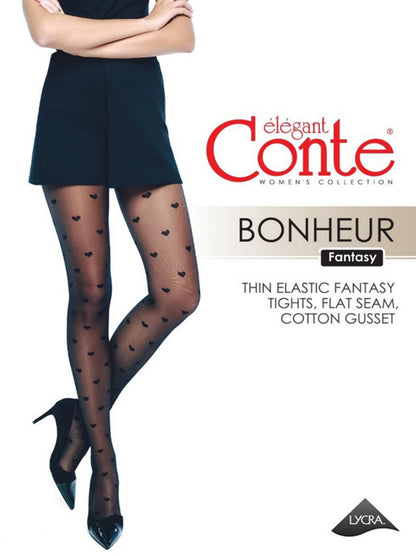 Conte (Poland) Bonheur 20 Den - Fantasy Women's Tights with a "heart" pattern (119C-109/2SP)