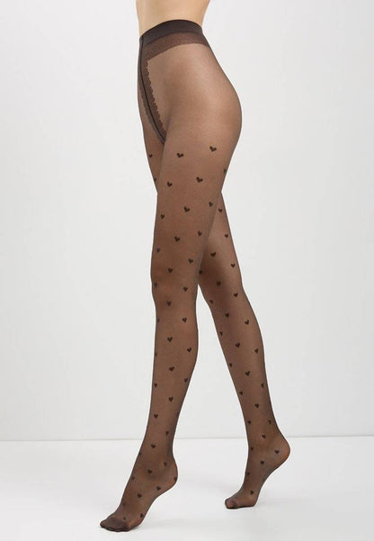 Conte Bonheur 20 Den - Fantasy Women's Tights with a "heart" pattern (19S-109SP)