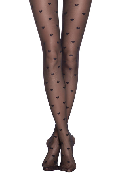 Conte (Poland) Bonheur 20 Den - Fantasy Women's Tights with a "heart" pattern (119C-109/2SP)