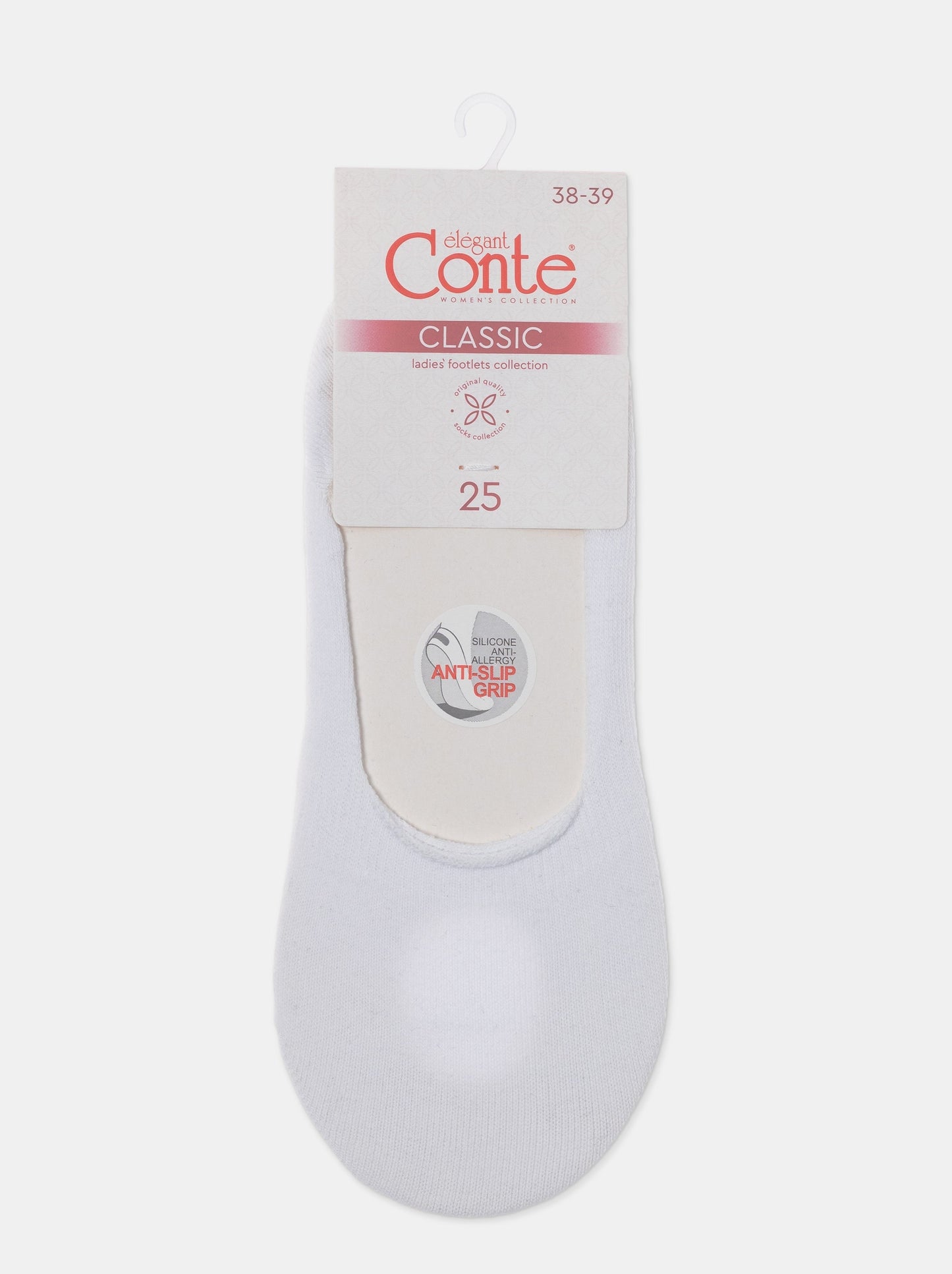 Conte Classic #16S-12SP - 1 pair 70% Cotton No-show Women's Footlets