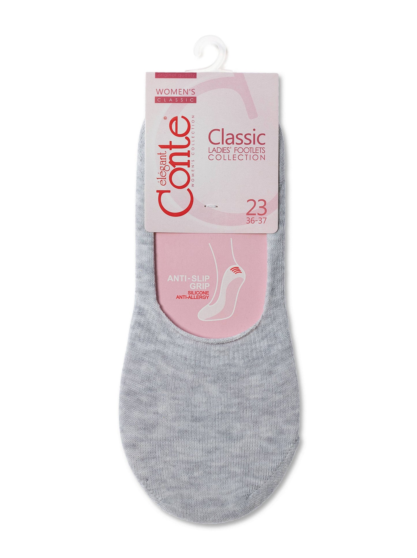 Conte Classic #16S-12SP - 1 pair 70% Cotton No-show Women's Footlets
