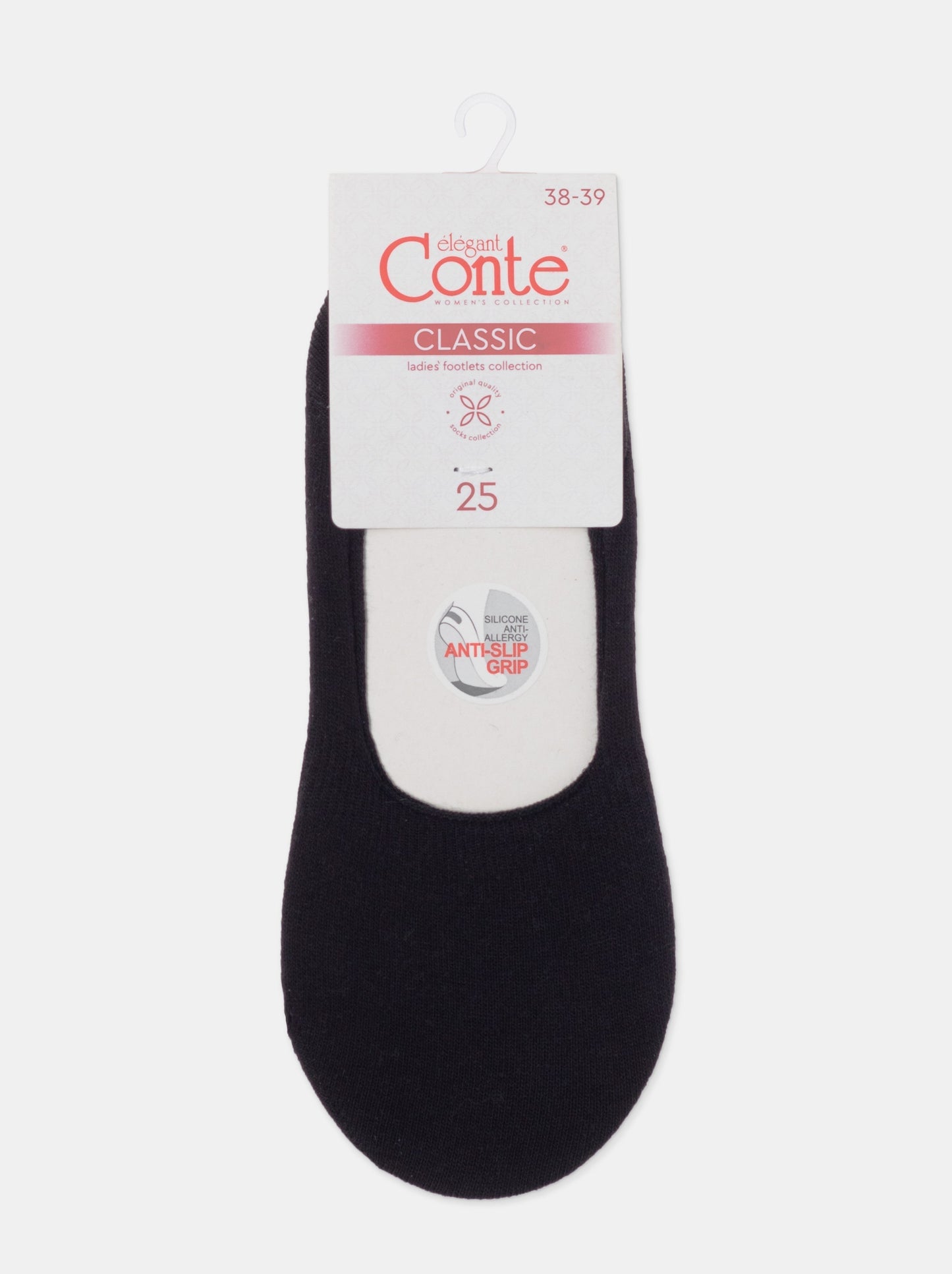 Conte Classic #16S-12SP - 1 pair 70% Cotton No-show Women's Footlets