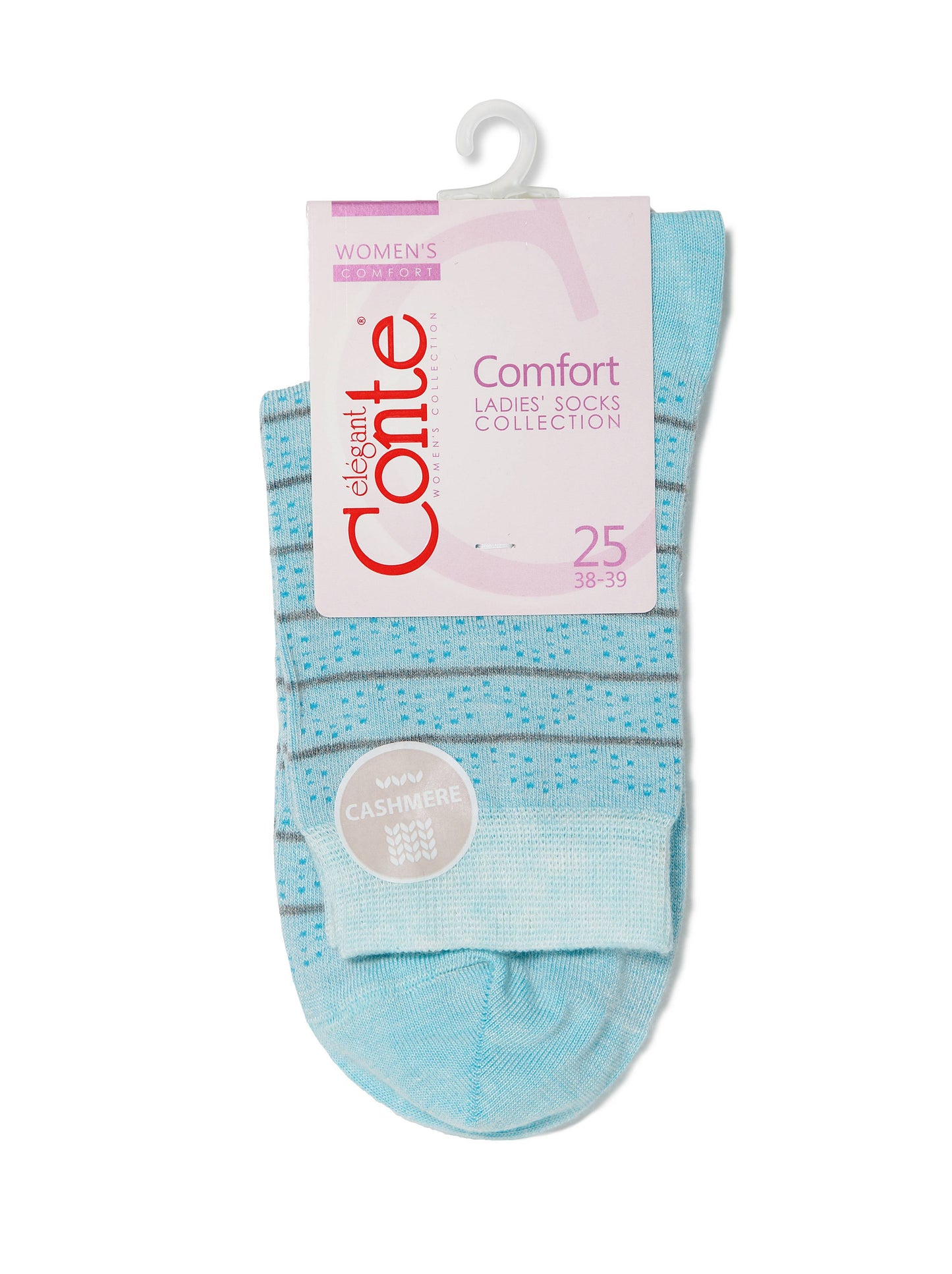 Conte Comfort #14S-66SP(047) - 1 pair 7% Cashmere 63% Viscose Women's Socks with striped pattern