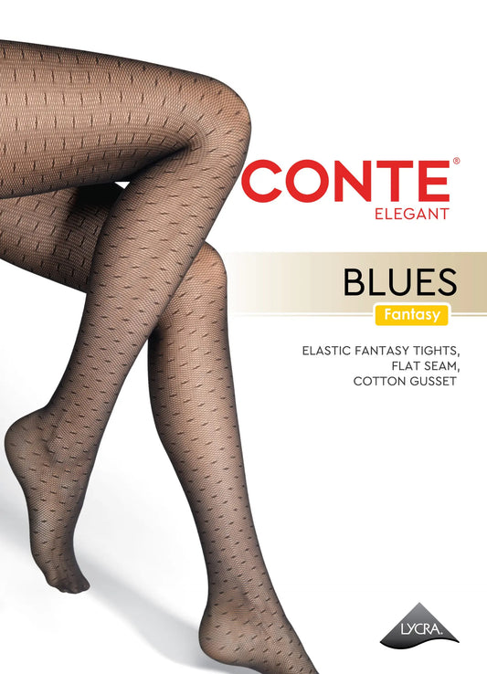 Conte Blues 40 Den - Fantasy Women's Tights with fine mesh design & subtle horizontal lines (24S-184SP)