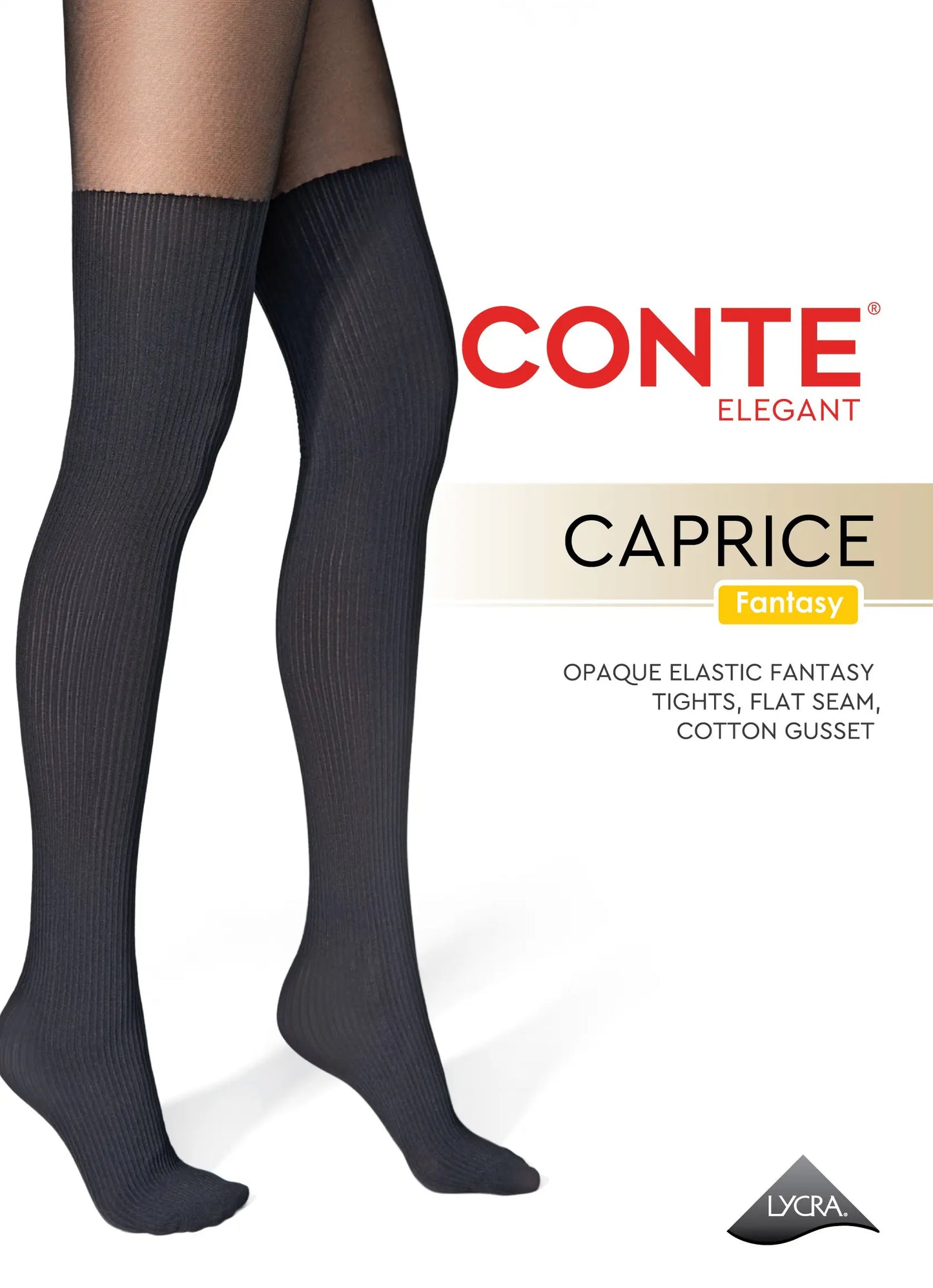 Conte Caprice 40/60 Den - Fantasy Women's Tights with Imitation Golf in Ribbed (24S-181SP)