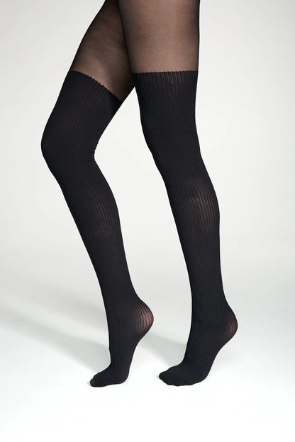 Conte Caprice 40/60 Den - Fantasy Women's Tights with Imitation Golf in Ribbed (24S-181SP)