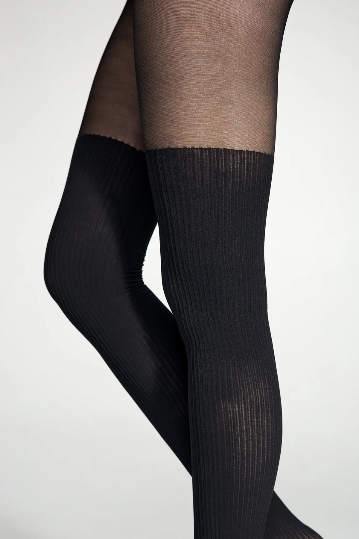 Conte Caprice 40/60 Den - Fantasy Women's Tights with Imitation Golf in Ribbed (24S-181SP)