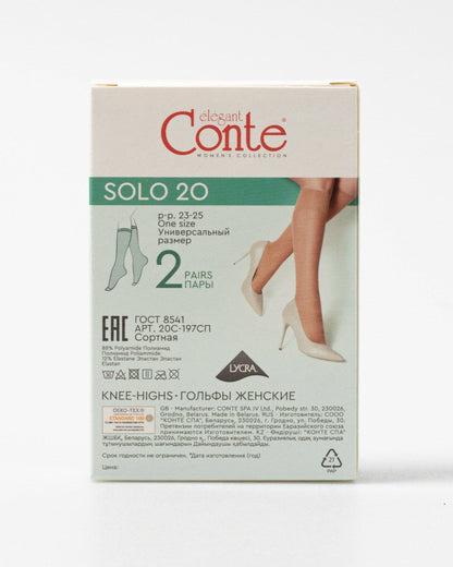 Conte Solo 20 Den - Thin Classic Knee-Highs for Women - 2 Pairs (Pack) (20С-197СП)