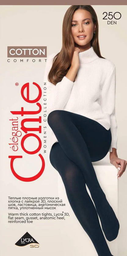 Conte Cotton 250 Den - 70% Cotton Warm Opaque Women's Tights (6С-16СП)