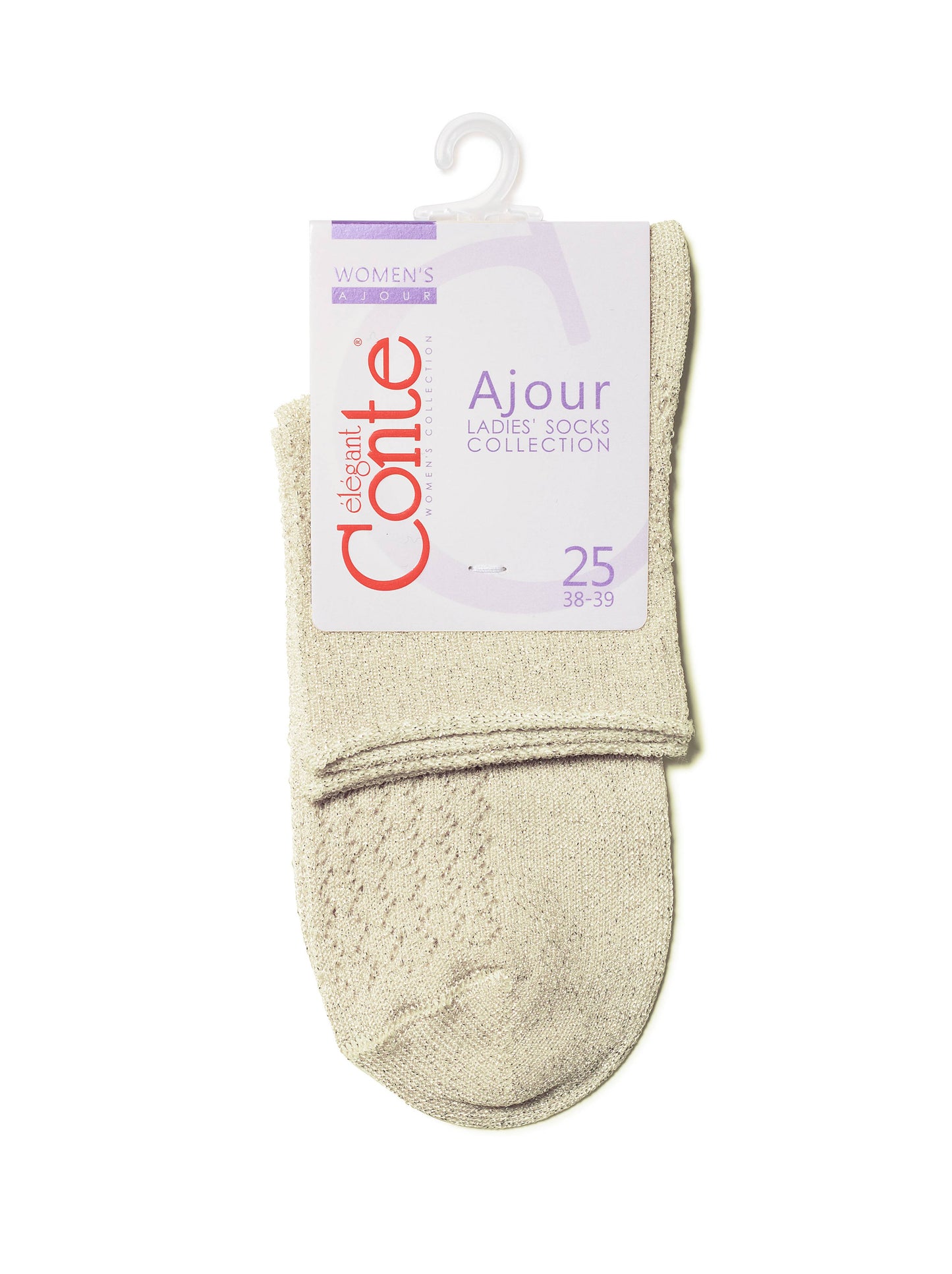Conte Ajour #19S-186SP(180) - 1 pair Openwork Viscose Women's Socks with Lurex