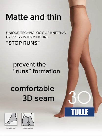 Conte Tulle 30 Den - Classic Matte Tulle Effect Sheer to Waist Women's Tights (17С-105СП)